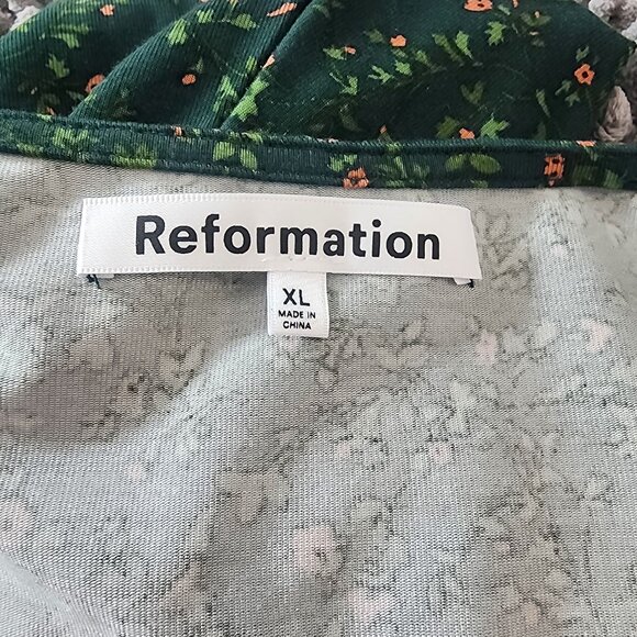 Reformation Anjeline Green Floral LS Bodycon Mini Dress - Picture 7 of 10